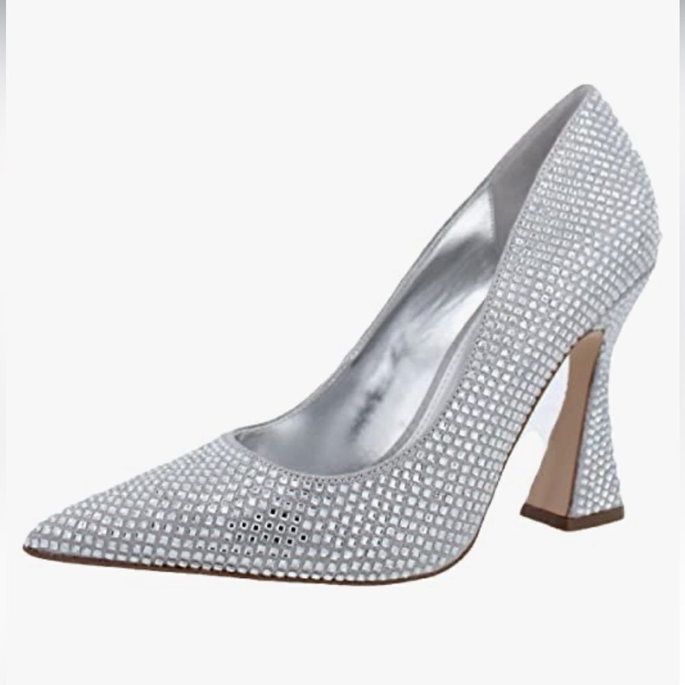 Steve Madden Silver Rhinestone Zana Crystal Pointed Toe Heels Sz 6.5 Homecoming